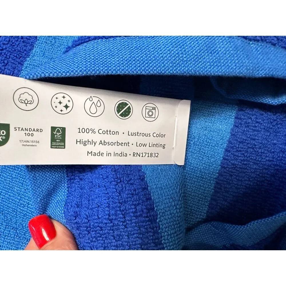 LACOSTE Bath Towels Luxury Blue Cotton Big Crocodile Logo 30 x 52 NWT